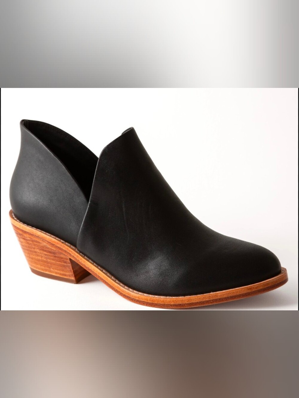 Women's Black Leather Elise Ankle Booties Size 36